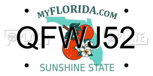 QFWJ52 Florida License Plate