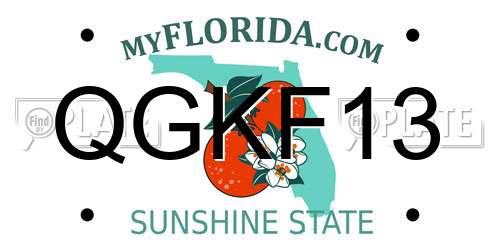 QGKF13 Florida License Plate