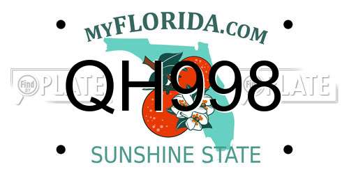 QH998 Florida License Plate