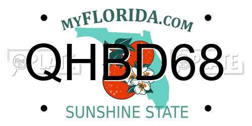 QHBD68 Florida License Plate