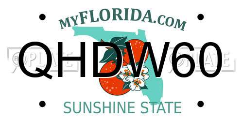 QHDW60 Florida License Plate