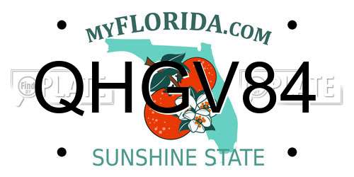 QHGV84 Florida License Plate