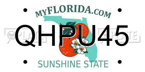QHPU45 Florida License Plate