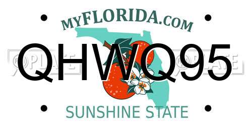 QHWQ95 Florida License Plate