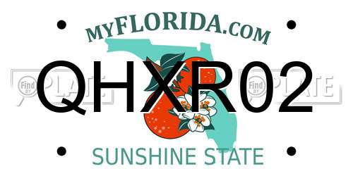 QHXR02 Florida License Plate