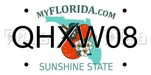 QHXW08 Florida License Plate