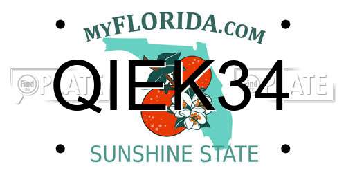 QIEK34 Florida License Plate
