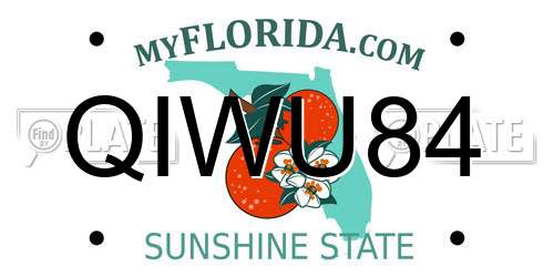 QIWU84 Florida License Plate