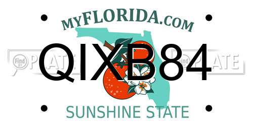 QIXB84 Florida License Plate