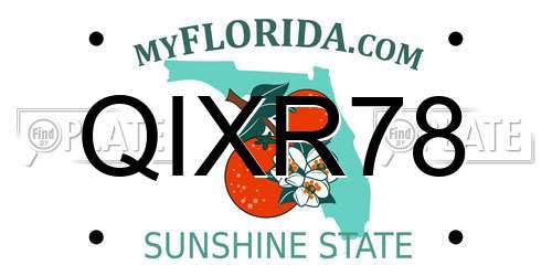 QIXR78 Florida License Plate