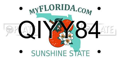QIYY84 Florida License Plate