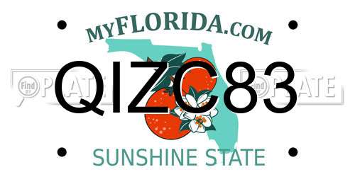 QIZC83 Florida License Plate