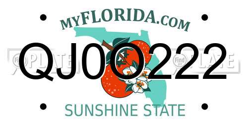 QJ0O222 Florida License Plate