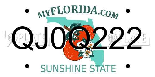 QJ0Q222 Florida License Plate