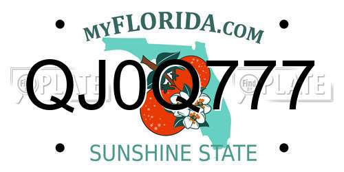 QJ0Q777 Florida License Plate