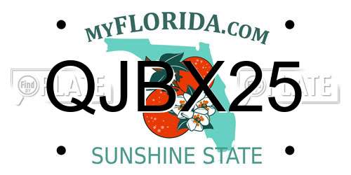 QJBX25 Florida License Plate