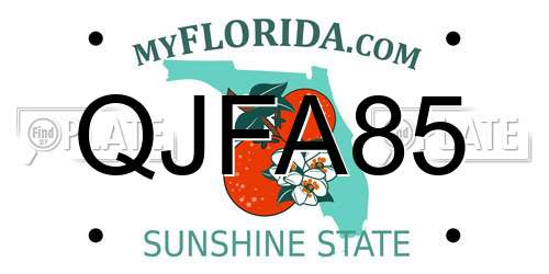 QJFA85 Florida License Plate