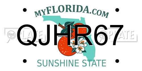 QJHR67 Florida License Plate
