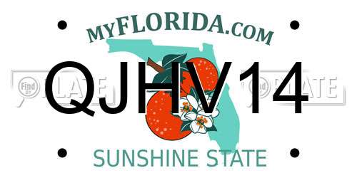 QJHV14 Florida License Plate