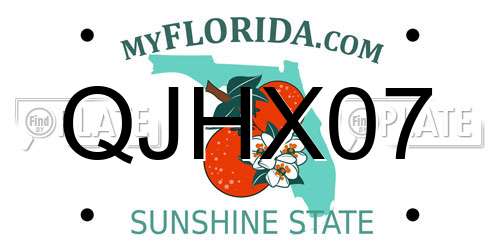 QJHX07 Florida License Plate