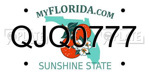 QJQ0777 Florida License Plate