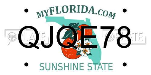 QJQE78 Florida License Plate