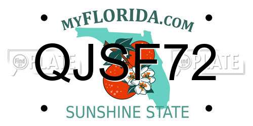 QJSF72 Florida License Plate