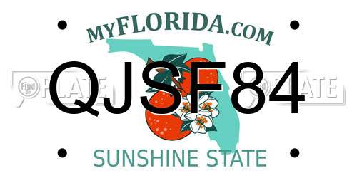 QJSF84 Florida License Plate