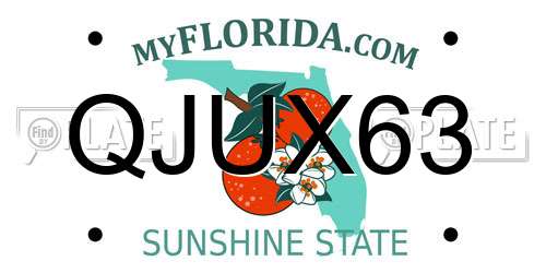 QJUX63 Florida License Plate