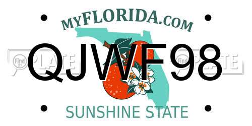 QJWF98 Florida License Plate