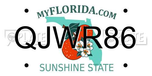 QJWR86 Florida License Plate