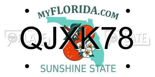 QJXK78 Florida License Plate