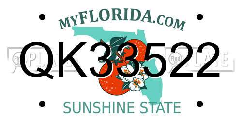 QK33522 Florida License Plate