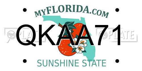 QKAA71 Florida License Plate