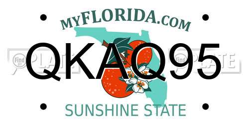 QKAQ95 Florida License Plate