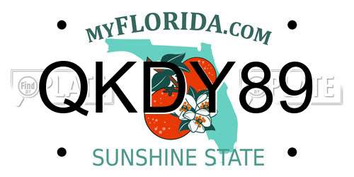 QKDY89 Florida License Plate