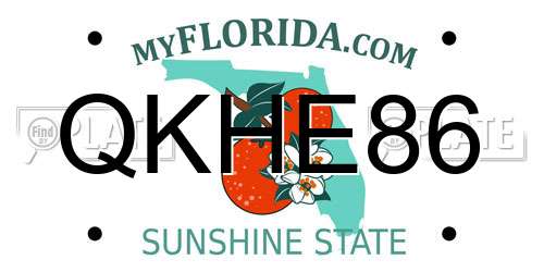 QKHE86 Florida License Plate