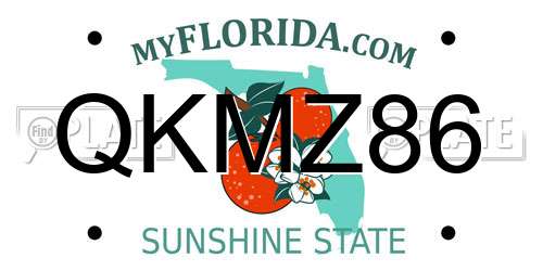 QKMZ86 Florida License Plate
