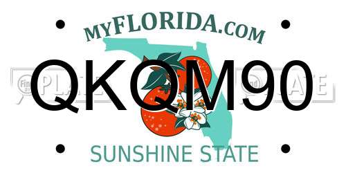 QKQM90 Florida License Plate