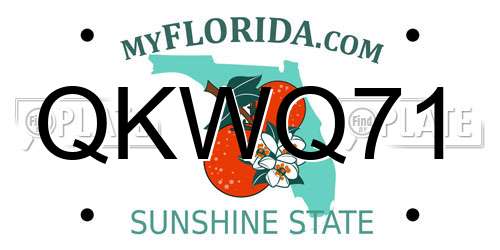 QKWQ71 Florida License Plate