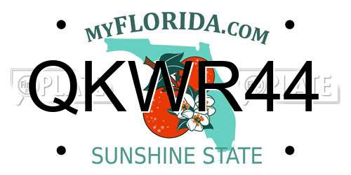 QKWR44 Florida License Plate
