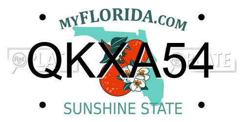 QKXA54 Florida License Plate