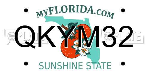 QKYM32 Florida License Plate