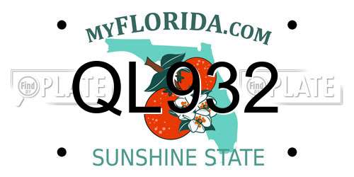 QL932 Florida License Plate
