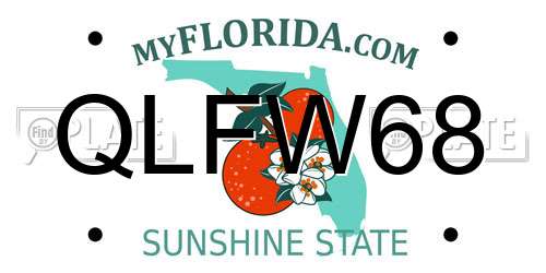 QLFW68 Florida License Plate
