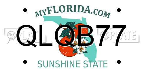 QLQB77 Florida License Plate