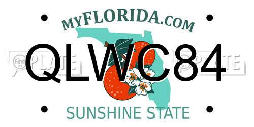 QLWC84 Florida License Plate