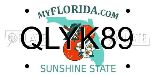 QLYK89 Florida License Plate