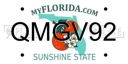 QMGV92 Florida License Plate