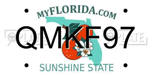 QMKF97 Florida License Plate